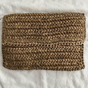 H&M straw and chain clutch